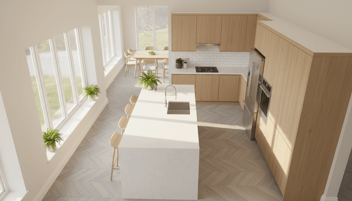 Stained oak kitchen cabinets