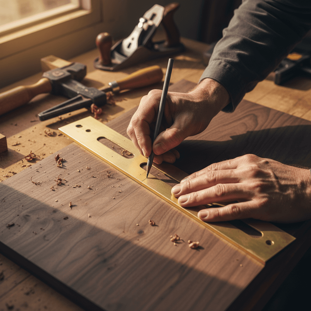 Hand-cut dovetail joint on a vanity